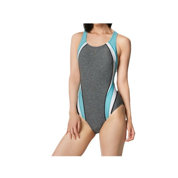 Speedo Women's Heather Quantum Fusion Splice One Piece‎ Swimsuit Size 12 NEW $79 - Picture 1 of 11
